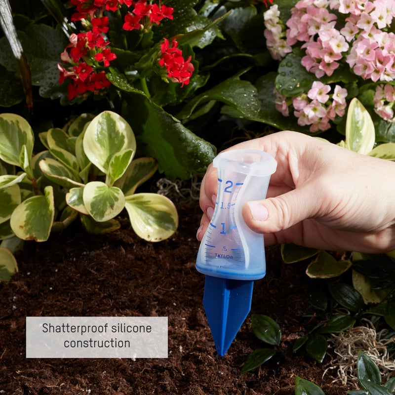 Taylor Break and Freeze Proof Flexible Silicone Sprinkler Gauge, Measures Outdoor Rain, Precipitation, and Sprinkler Systems, Easy to Read for Garden, Lawn, Patio, Backyard, or Outside, 2-Inch, Blue - Image 3