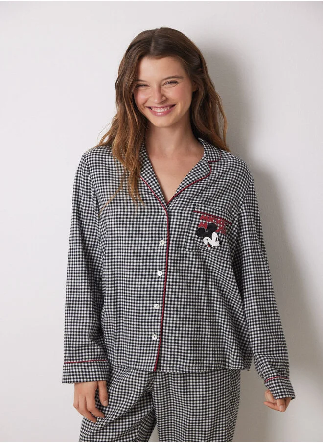 women'secret Mickey Mouse Long Plaid Shirt Pyjamas