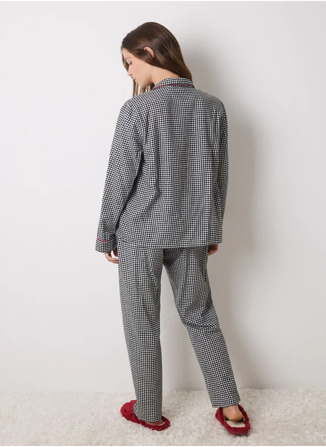 women'secret Mickey Mouse Long Plaid Shirt Pyjamas