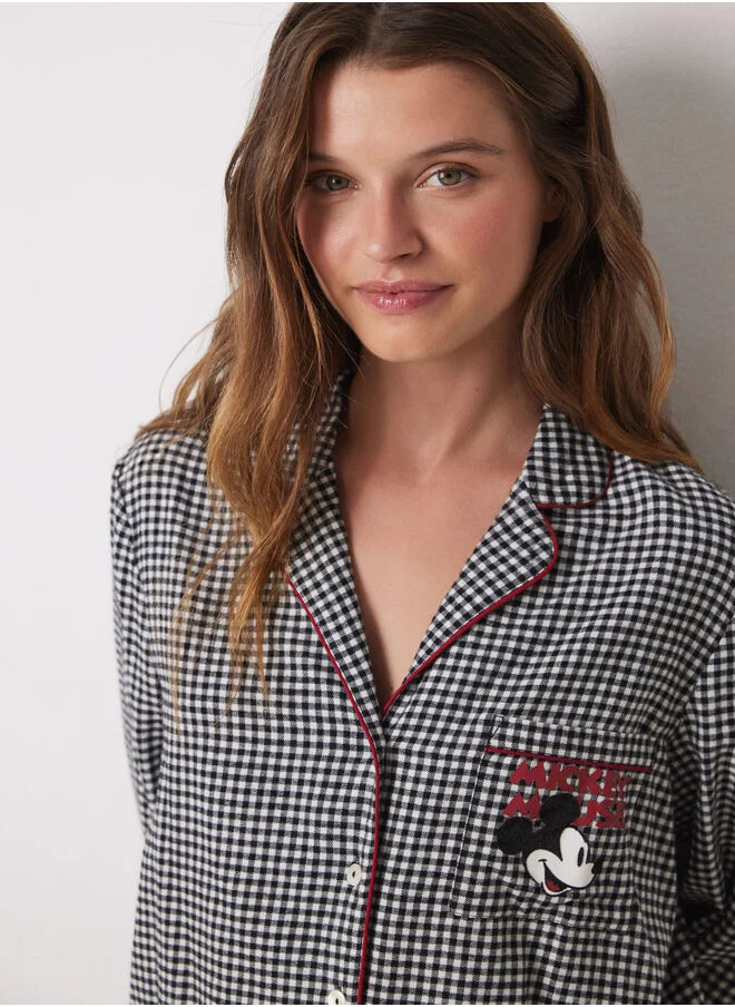 women'secret Mickey Mouse Long Plaid Shirt Pyjamas