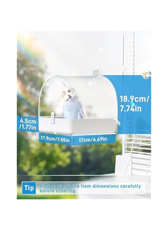هوكور صندوق حمام معلق للطيور من توريسيك، حمام طيور للقفص، متعدد الوظائف 3 في 1، وعاء / منزل، ملحقات قفص الطيور مناسب للطيور الصغيرة والمتوسطة مثل طيور الحب والعصافير والباراكيت والمانكين - Image 2