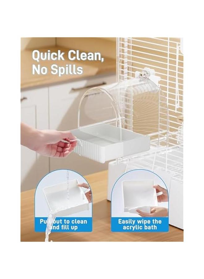 هوكور صندوق حمام معلق للطيور من توريسيك، حمام طيور للقفص، متعدد الوظائف 3 في 1، وعاء / منزل، ملحقات قفص الطيور مناسب للطيور الصغيرة والمتوسطة مثل طيور الحب والعصافير والباراكيت والمانكين - Image 3