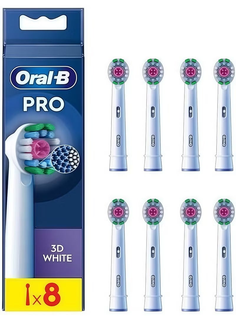 Oral-B Pro 3D White Electric Toothbrush Head, X-Shaped Bristles And Unique Polishing Cup For Teeth Whitening And To Remove Surface Stains, Pack of 8 Toothbrush Heads, WhiteOral-B Pro 3D White Electric