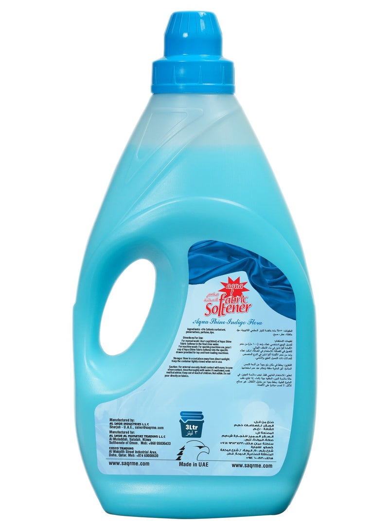 Aqua Aqua Shine Indigo Flora Fabric Softener 3L Long lasting Freshness and Wrinkle Reduction  - Image 3