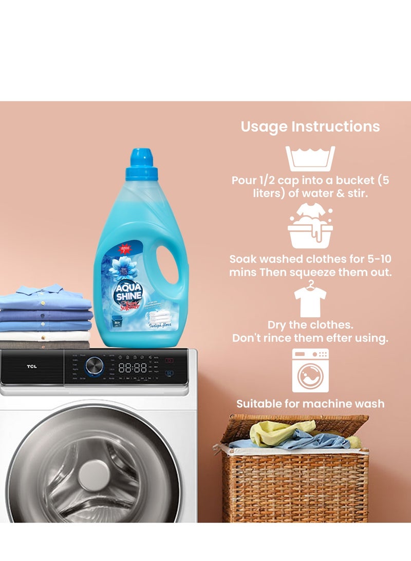 Aqua Aqua Shine Indigo Flora Fabric Softener 3L Long lasting Freshness and Wrinkle Reduction  - Image 4