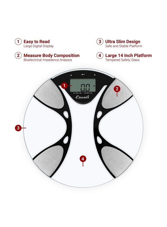Ultra Slim Body Composition Scale for Body Weight with Bioelectrical Impedance Analysis Technology, Calculates Body Fat Percentage, Body Water, Lean Muscle and Total Bone Mass