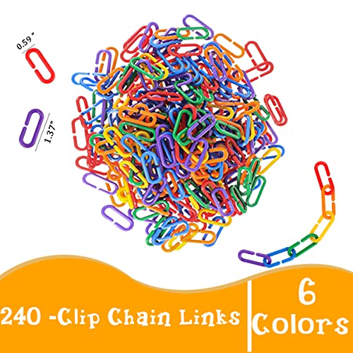 RAINBOW TOYFROG Chain Link Math Manipulatives 240 C Clips Plastic Chain Links 20 Ice Cream Cards for Counting Linked Math Game Learning Resources for Kindergarten Sensory Bin Math Links Counting Toy - Image 5
