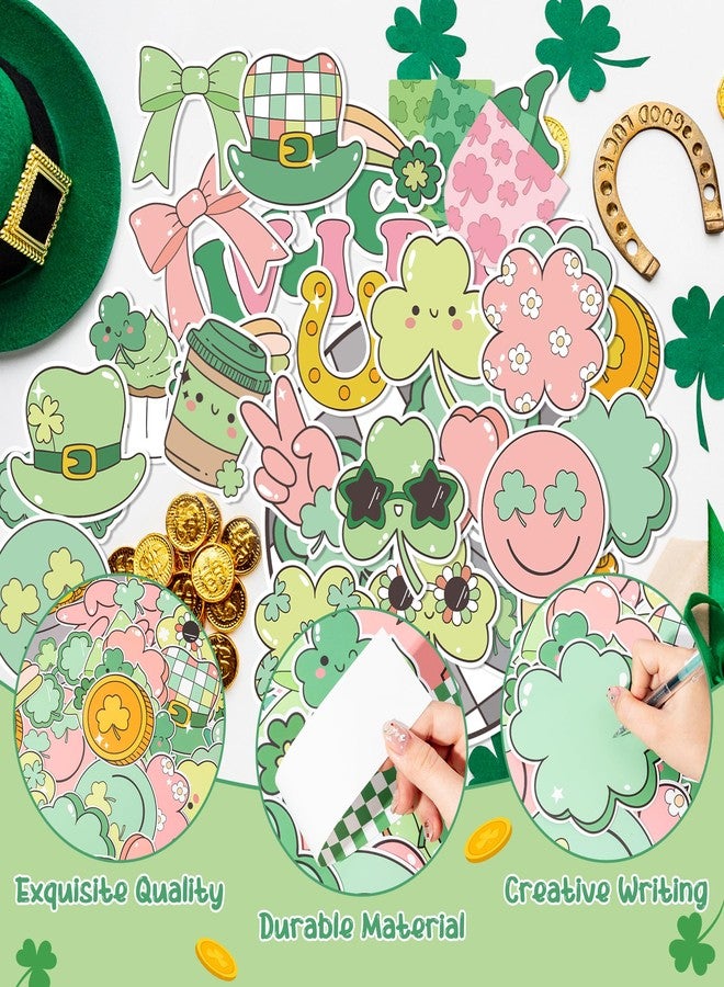 CPicdn 112Pcs St. Patrick’s Day Bulletin Board Classroom Decoration Lucky Vibe Cutouts Shamrock Clover Gold Coin Sticker Name Tags School Home Party Supplies Classroom Chalkboard Wall Door Decor - Image 3