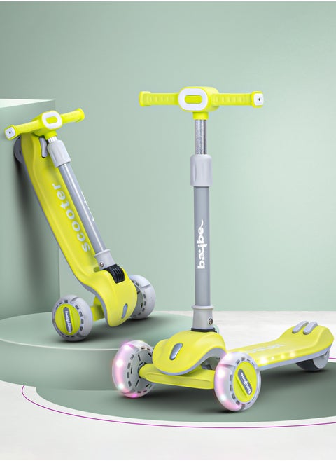 Baybee Cruze Skate Scooter for Kids 3 Wheel Kids Scooter with 3 Height Adjustable Baby Scooter with LED PU Wheels, Light & Music Kick Scooter for Baby Scooter for Kids 3 to 8 Years Boy Girl Green