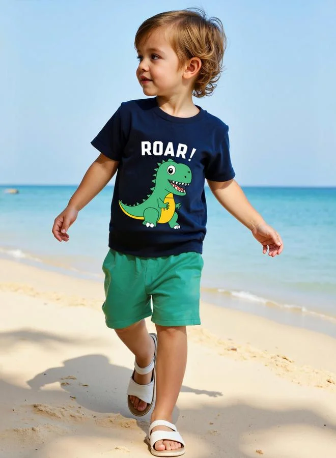 Take Two Boys Graphic Print Shirt and Shorts Set