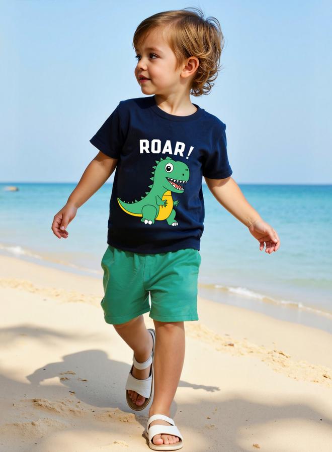 Take Two Boys Graphic Print Shirt And Shorts Set - Image 1