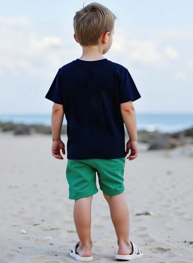 Take Two Boys Graphic Print Shirt and Shorts Set
