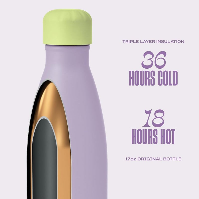 S'well Stainless Steel Water Bottle, 17oz, Lilac Matcha, Triple Layered Vacuum Insulated Container Keeps Drinks Cold for 36 Hours and Hot for 18, BPA Free, Perfect for On the Go - Image 1
