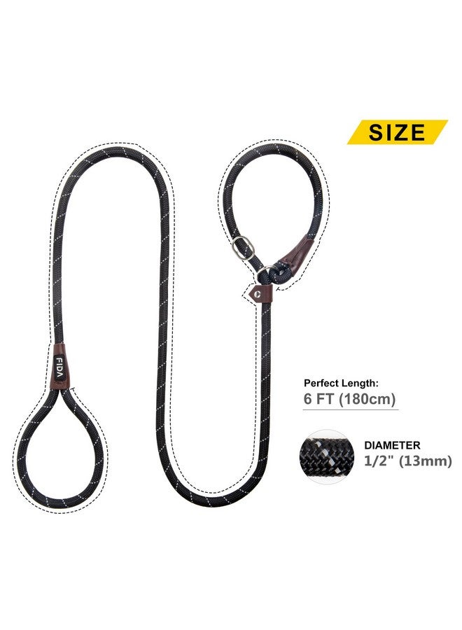 فيدا سلسلة فيدا المتينة للكلاب، بطول 6 أقدام × 1/2 بوصة، سلسلة حلقية متينة للكلاب، سلسلة مريحة قوية من الحبال للكلاب الكبيرة والمتوسطة، سلسلة تدريب للحيوانات الأليفة لا تسحب مع عاكس عالي (1/2 بوصة، أسود) - Image 5