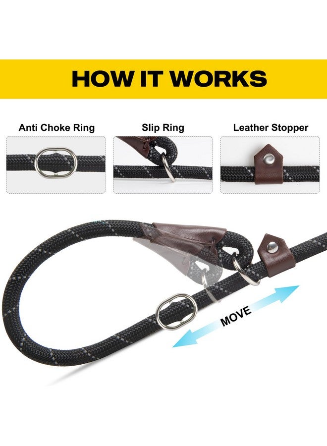 فيدا سلسلة فيدا المتينة للكلاب، بطول 6 أقدام × 1/2 بوصة، سلسلة حلقية متينة للكلاب، سلسلة مريحة قوية من الحبال للكلاب الكبيرة والمتوسطة، سلسلة تدريب للحيوانات الأليفة لا تسحب مع عاكس عالي (1/2 بوصة، أسود) - Image 4