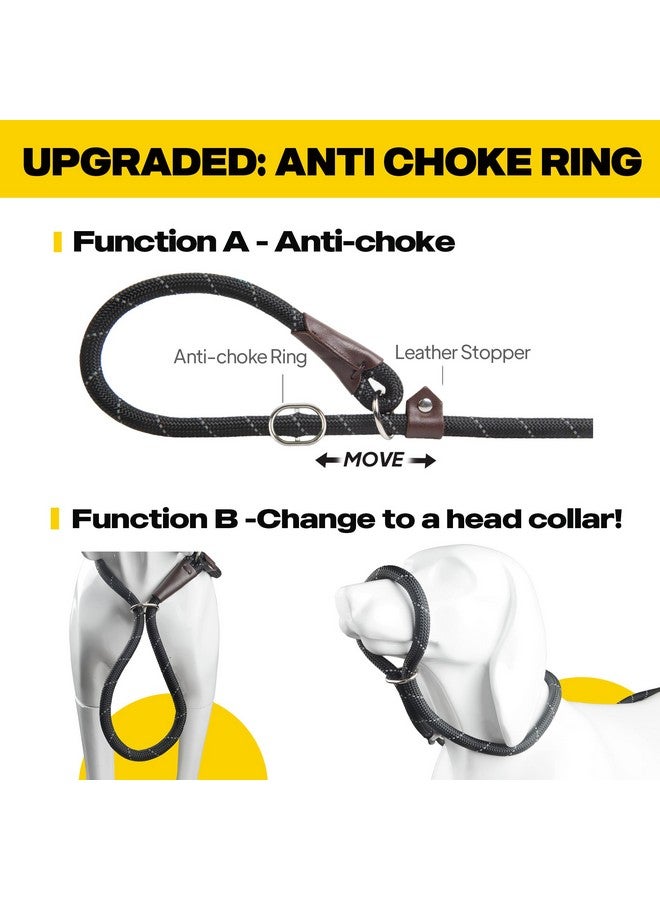 فيدا سلسلة فيدا المتينة للكلاب، بطول 6 أقدام × 1/2 بوصة، سلسلة حلقية متينة للكلاب، سلسلة مريحة قوية من الحبال للكلاب الكبيرة والمتوسطة، سلسلة تدريب للحيوانات الأليفة لا تسحب مع عاكس عالي (1/2 بوصة، أسود) - Image 3