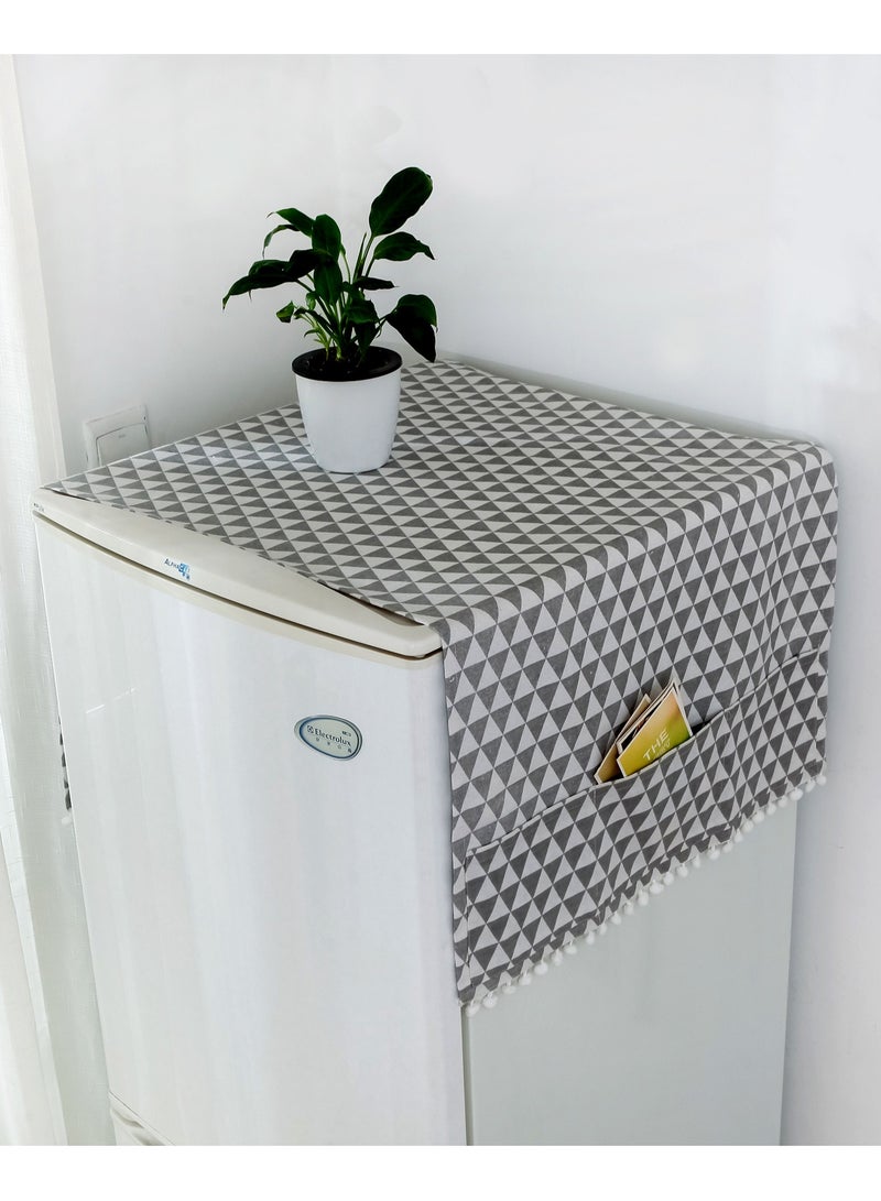 Gray geometric refrigerator cover cloth single door refrigerator dust cover pastoral double door refrigerator towel drum washing machine cover towel 55*130cm