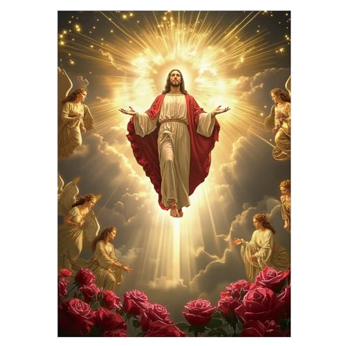 BBOLDIN Christian Jesus Inspirational Puzzle 1000 Pieces for Adults Religious Angel Rose Catholic Jigsaw Puzzle God Easter Flower Puzzles - Image 1