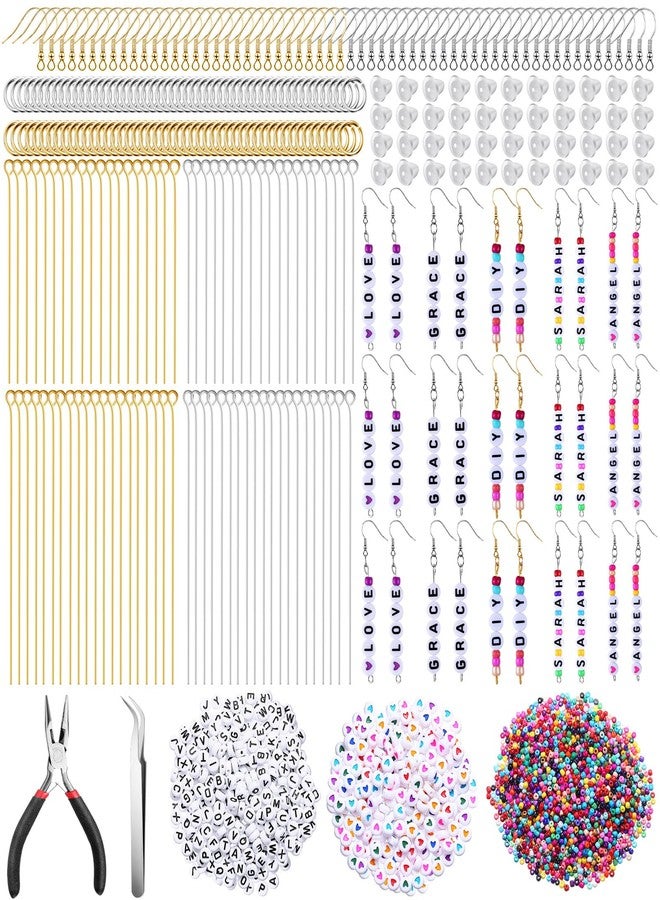 Tondiamo Personalized Earring Making Kit with 1192 Pcs Name Letters Beads 4mm Colored Beading Earring Hooks Finding Component Accessories Backs Pins Jump Rings Jewelry Plier for DIY Craft Supplies - Image 1