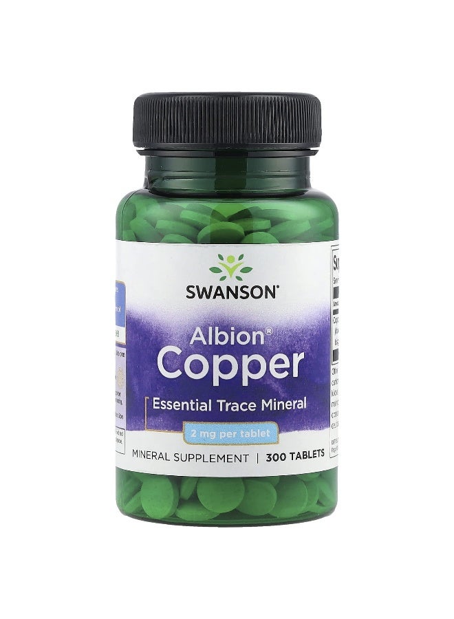 SWANSON سوانسون، ألبيون® نحاس، 2 ملغ، 300 قرص - Image 1
