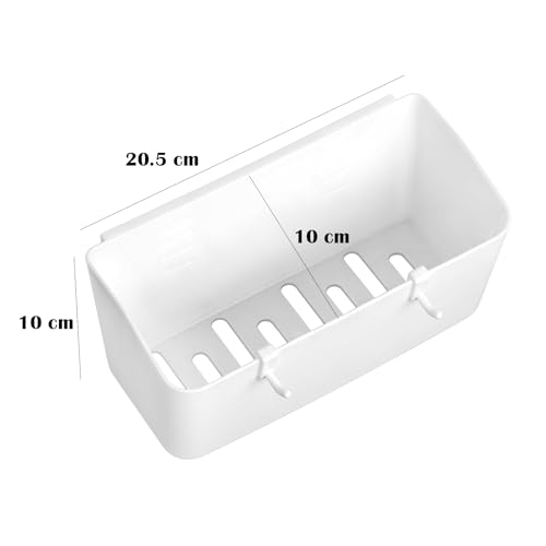 MosQuick® Elegant Bathroom Organiser Without Drill Plastic Rectangular Multipurpose Wall Shelves: Self-Adhesive Storage Rack for Bathroom and Kitchen with 4 Hooks Strong Wall Holder (Pack of 2) - Image 3