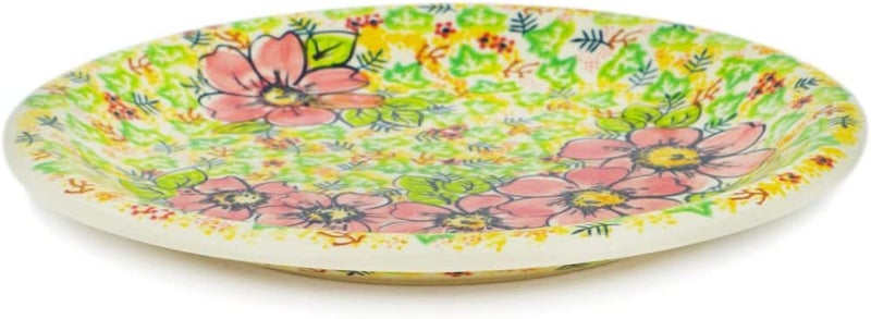 Polmedia Polish Pottery Polish Pottery 10inch Lunch Plate Wild Peonies Theme Signature UNIKAT  Certificate of Authenticity  - Image 2
