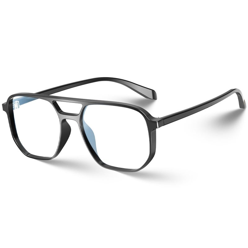 VISOONE Oversized Aviator Frame Lightweight Blue Light Blocking Glasses for Women Men Pilot Fake Nerd Eyeglasses Marion