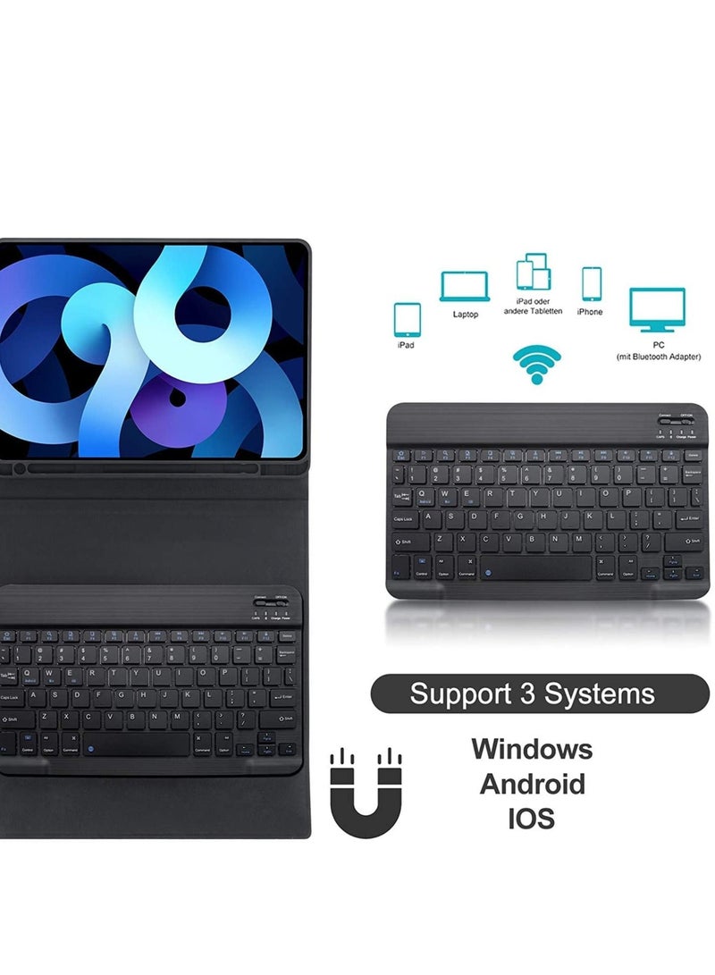 Keyboard Case for iPad Air 4th Generation 10.9 2020 with Pencil Holder,PU Leather Auto Wake/Sleep Smart Cover with BT Detachable Keyboard,Compatible with iPad 10.9 inch/Pro 11 inch -Black - Image 3