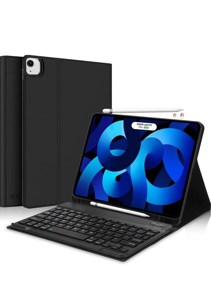 Keyboard Case for iPad Air 4th Generation 10.9 2020 with Pencil Holder,PU Leather Auto Wake/Sleep Smart Cover with BT Detachable Keyboard,Compatible with iPad 10.9 inch/Pro 11 inch -Black - Image 1