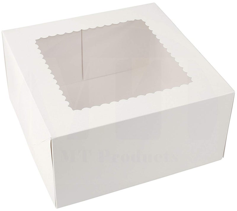 BAKEFY BAKEFY 5 White Cake Box 5 Piece Cake Board Combo Pack Pastry Bakery Box with Window for Cookies Cupcakes Donuts Muffin - Image 2