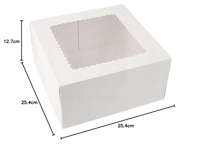 BAKEFY BAKEFY 5 White Cake Box 5 Piece Cake Board Combo Pack Pastry Bakery Box with Window for Cookies Cupcakes Donuts Muffin - Image 4