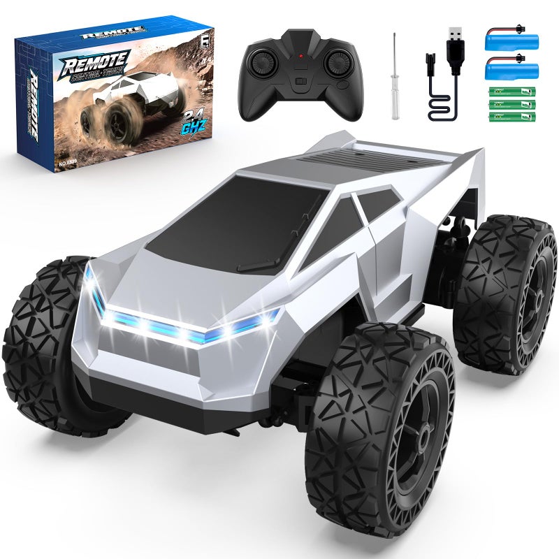 Hepoasky 118 Scale Remote Control Car Truck 24GHz AllTerrain RC Car Toy with LED Lights Boy Toys Monster RC Trucks Birthday Gifts for 4 5 6 7 8 9 10 Year Old Boys Age 46 68 812 - Image 2