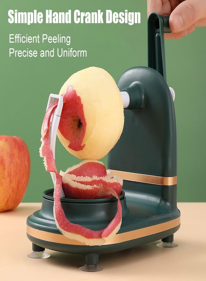 CHEOTIME Apple Peeler, Pear Peeler with Stainless Steel Blades Apple Corer Slicer Peeler for Apple Pear Citrus Manual Rotating Kitchen Gadget with 2 Replacement Heads(Dark Green) - Image 2