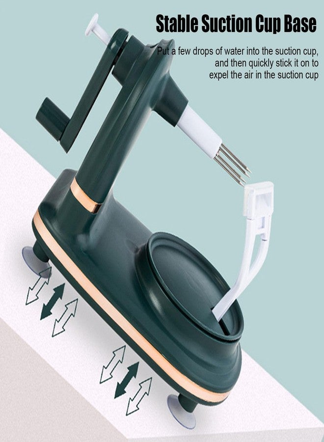 CHEOTIME Apple Peeler, Pear Peeler with Stainless Steel Blades Apple Corer Slicer Peeler for Apple Pear Citrus Manual Rotating Kitchen Gadget with 2 Replacement Heads(Dark Green) - Image 4