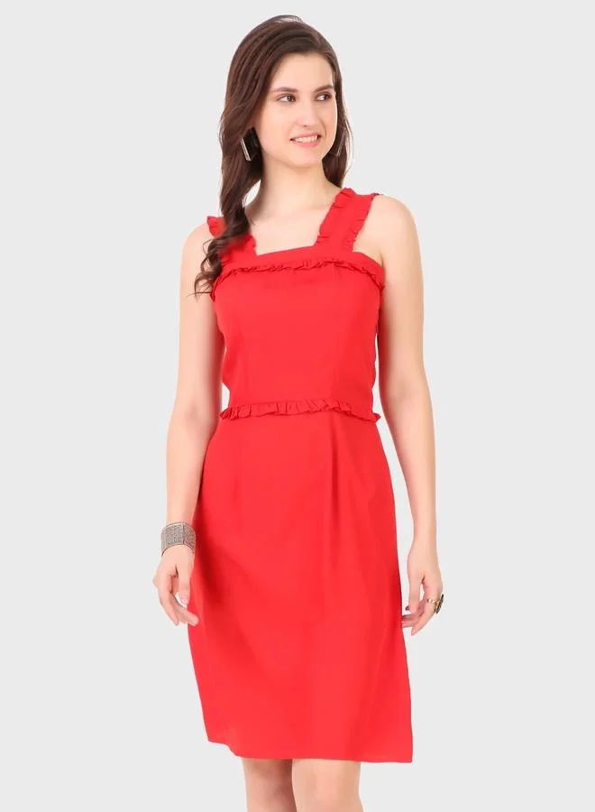 House Of Raeli Red Sleeveless Knee-Length A-Line Dress