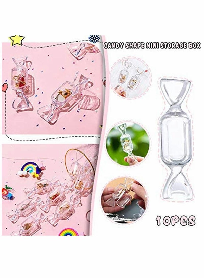 SYOSI Candy Box, Small Plastic Containers, with Lids, Candy Shaped Jewelry Box Mini Clear Jewelry Case for Storage of Small Items, Jewelry, Pills, Pack of 10 - Image 2