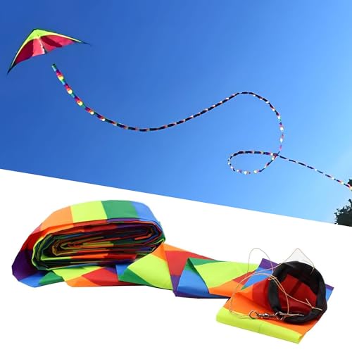 C Comcrosfly Rainbow Kite Tube Tail Outdoor Windsock with Connector 65Feet Kite Tail - Image 1