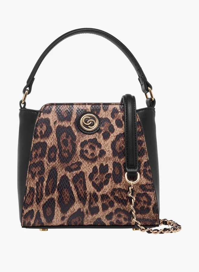 Celeste Animal Print Shoulder Bag with Detachable Strap and Zip Closure