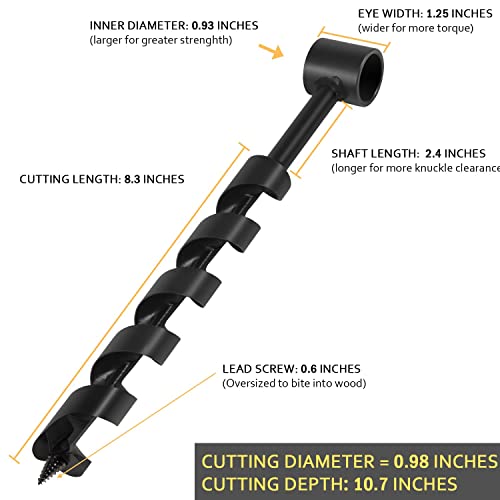 Yoursme 1” x 12” Scotch Eye Wood Auger Drill Bit - Hand Auger for Bushcraft Backpack and Camping - Addition Tool to Survival and Camping Gear Packs - Image 3