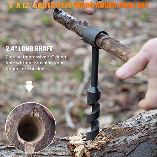 Yoursme 1” x 12” Scotch Eye Wood Auger Drill Bit - Hand Auger for Bushcraft Backpack and Camping - Addition Tool to Survival and Camping Gear Packs - Image 4