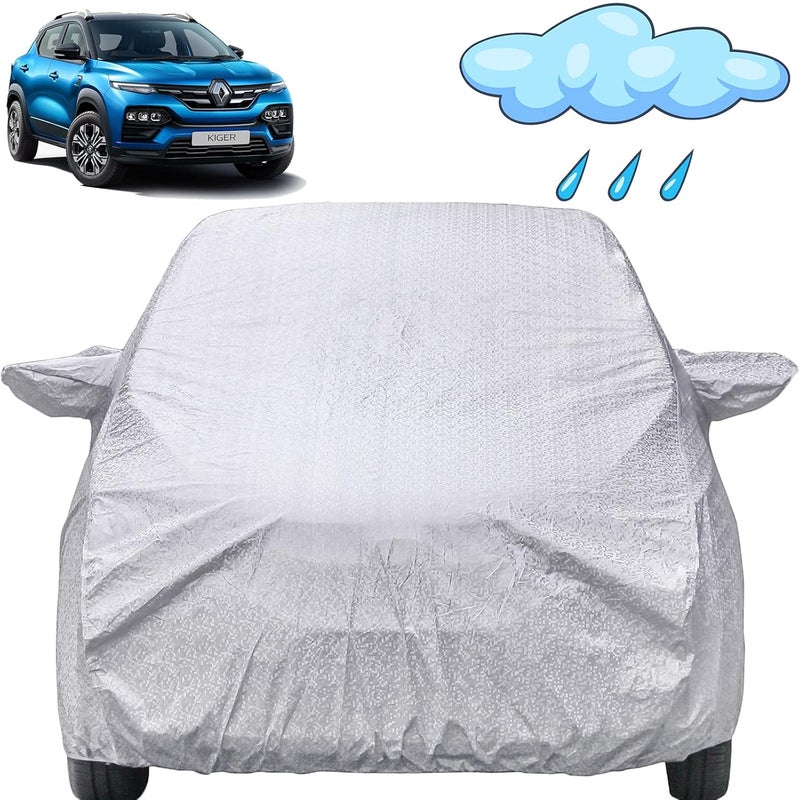 Autofact Waterproof Car Body Cover Compatible with Renaults Kiger 2021 with Mirror Pockets (Shinning Silver) - Image 1