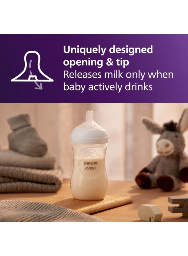 Philips Philips Avent Natural Baby Bottles with Natural Response Nipples (Medium Flow, Flow 3), 9oz, 2-Pack, SCY903/02 - Image 3