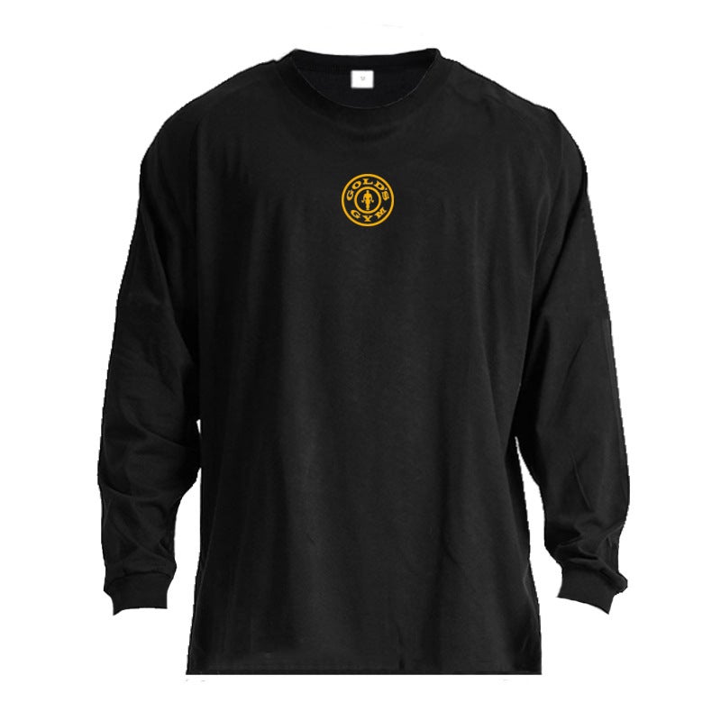 Men's sports long-sleeved T-shirt autumn and winter plus size loose heavy American fitness muscle bodybuilding training clothes - Image 1