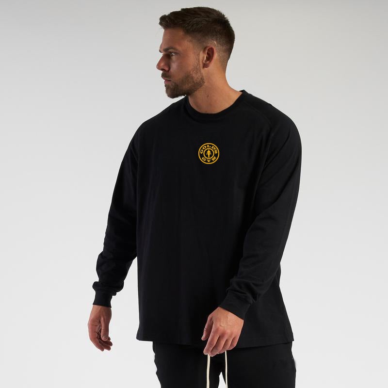 Men's sports long-sleeved T-shirt autumn and winter plus size loose heavy American fitness muscle bodybuilding training clothes - Image 3