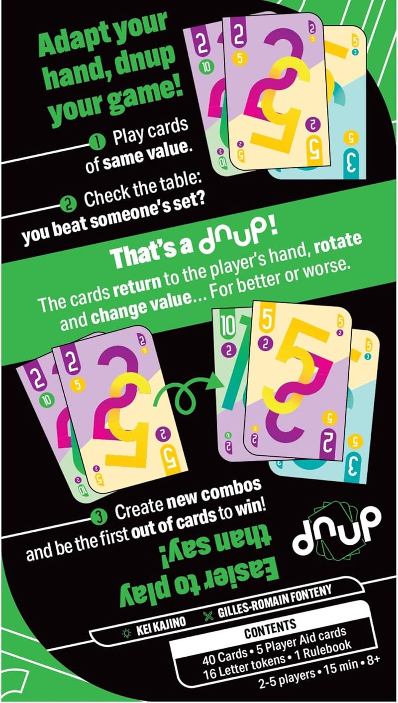 Asmodee dnup Card Game - Fast-Paced Hand Management & Combo Strategy Game, Quick to Learn, Easy to Play, and Full of Twists, Family Fun for Kids & Adults, Ages 8+, 2-5 Players, 15 Minute Playtime - Image 2