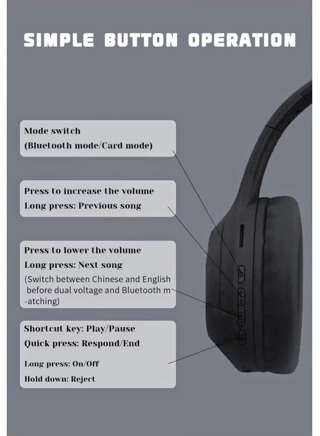 بيكن سماعة ألعاب لاسلكية B-01S، سماعات بلوتوث 5.3، سماعات رأس فوق الأذن، مغلقة، سماعة ألعاب، سلكية ولاسلكية، استخدام مزدوج، تدعم بطاقة Micro SD بسعة تصل إلى 128 جيجابايت، جودة صوت عالية الدقة، صوت جهير عميق، إلغاء الضوضاء، لون أسود - Image 5