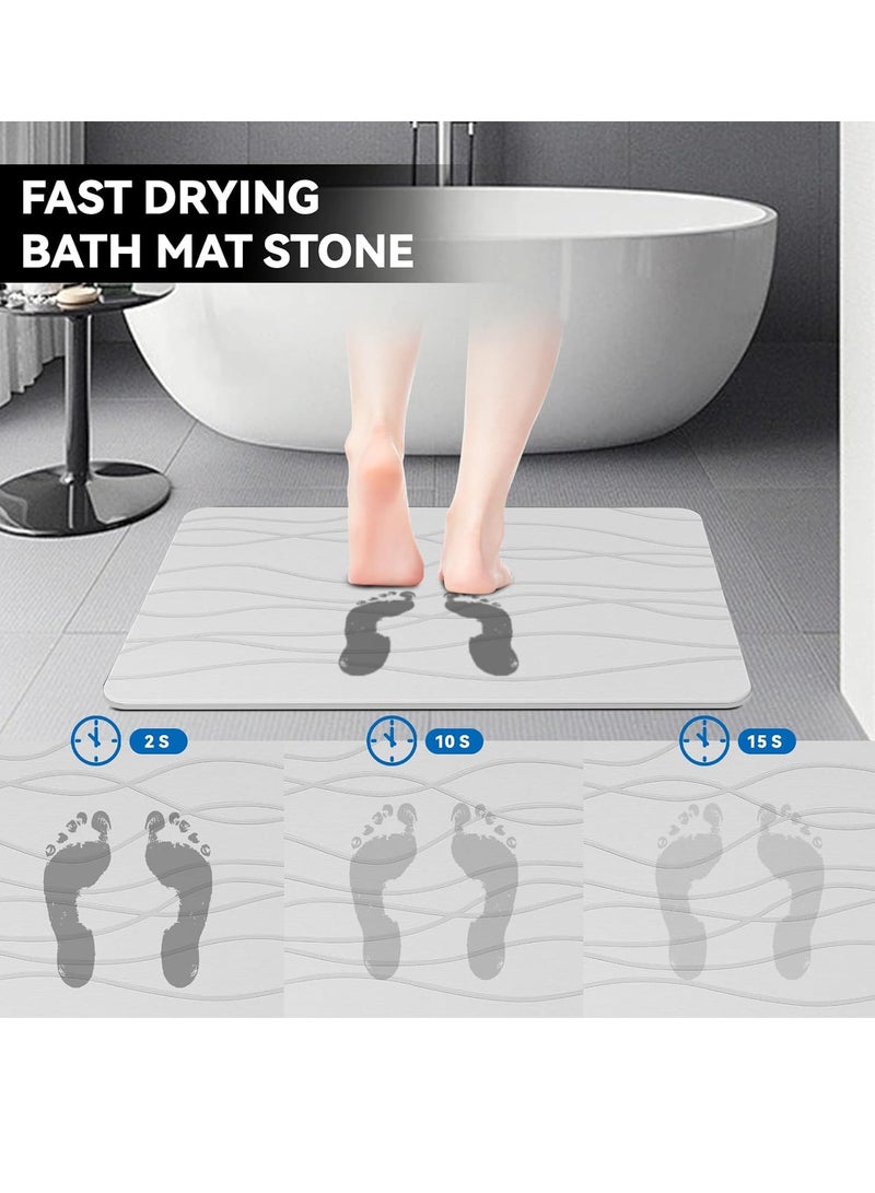 Ustide Stone Bath Mat, Diatomaceous Earth Bath Mat Stone, Non-Slip Stone Shower Mat for Bathroom, Quick Drying Stone Bath Mat Large, Super Absorbent Bath Stone Mat 23.5" x 15.5" - Image 3
