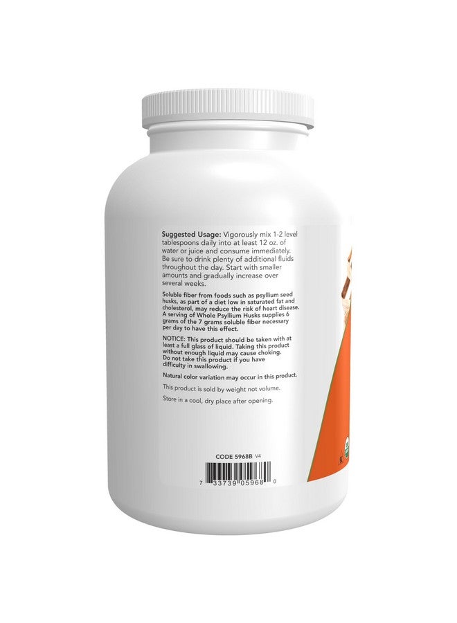 NOW Foods Supplements, Whole Psyllium Husks, Certified Organic, Non-GMO Project Verified, Soluble Fiber, 12-Ounce - Image 3