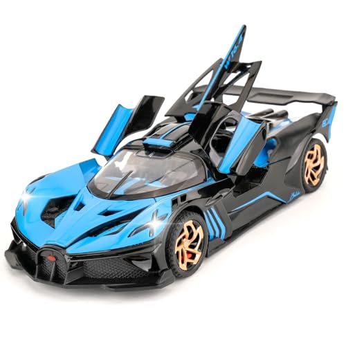 BDTCTK 132 Bugatti Bolide Sports Model Car Zinc Alloy Pull Back Toy Car with Sound and Light for Kids Boy Girl GiftBlue - Image 1