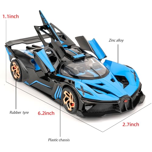 BDTCTK 132 Bugatti Bolide Sports Model Car Zinc Alloy Pull Back Toy Car with Sound and Light for Kids Boy Girl GiftBlue - Image 5